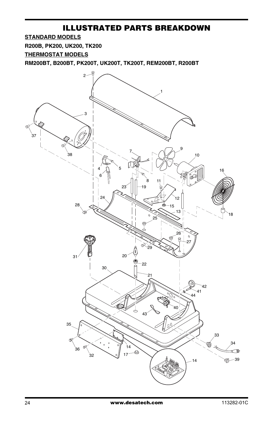 Illustrated parts breakdown | Desa BTU/HR User Manual | Page 24 / 32