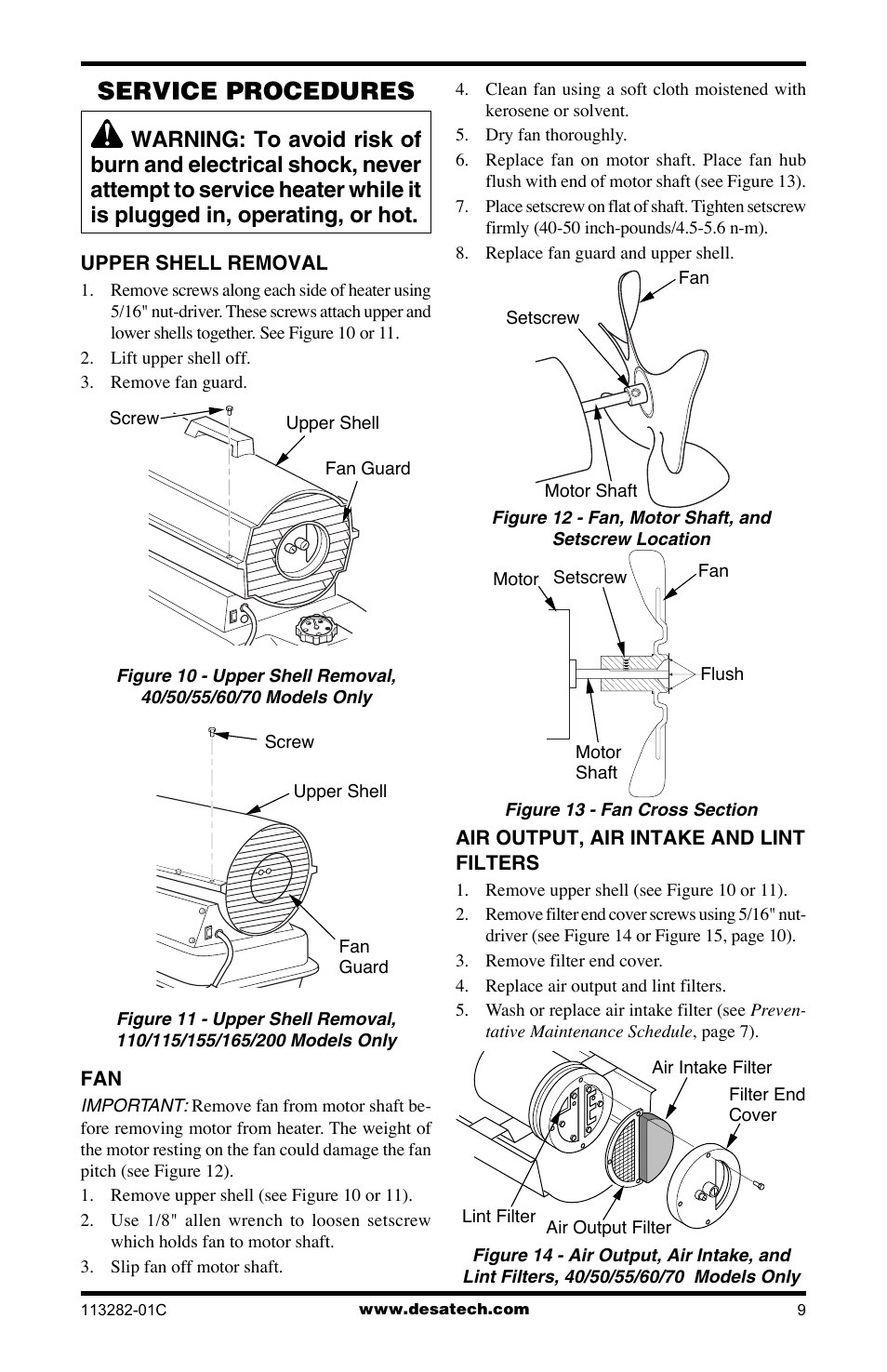 Service procedures | Desa BTU/HR User Manual | Page 9 / 32