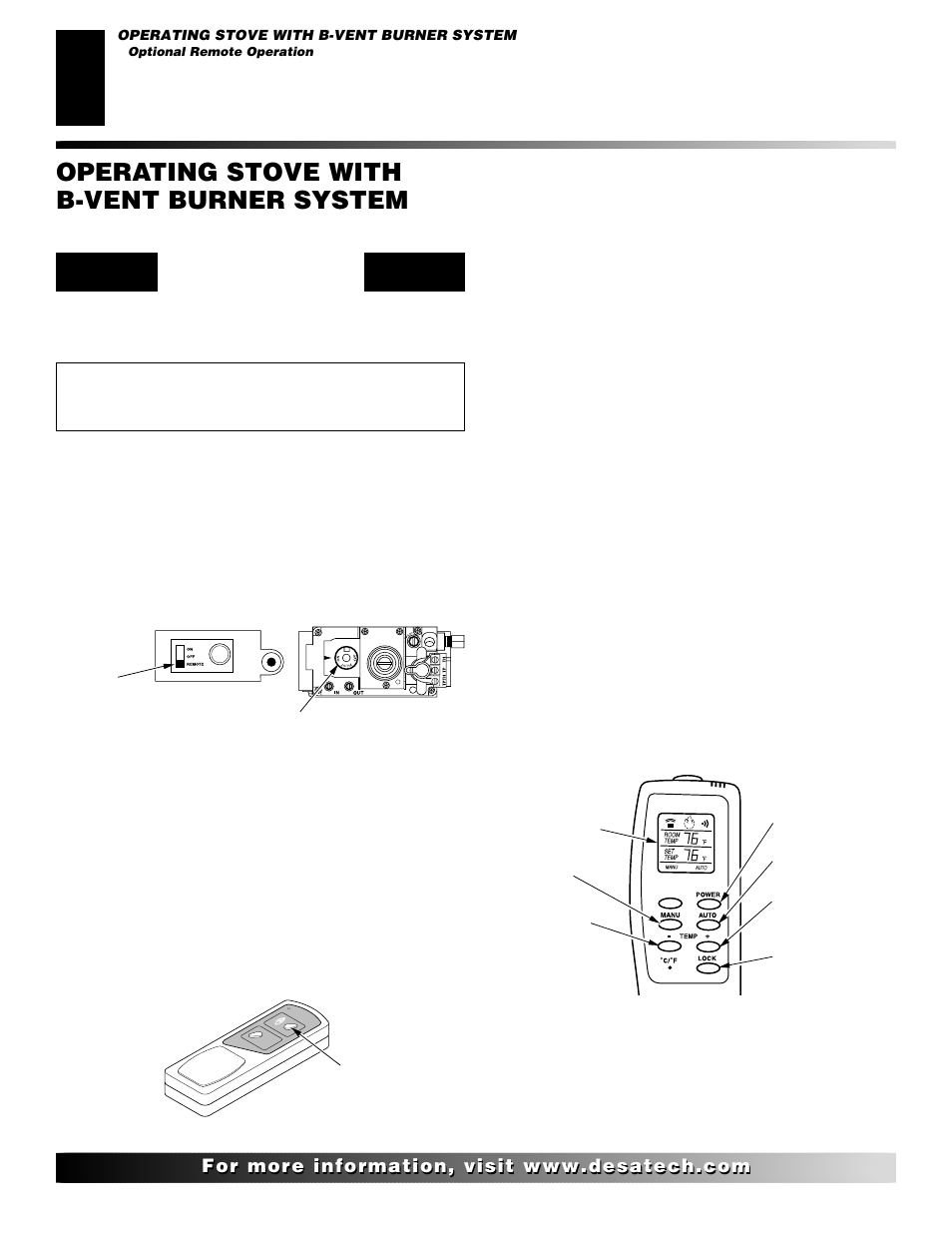 Operating stove with b-vent burner system, Continued | Desa SBVBN(D) User Manual | Page 20 / 36