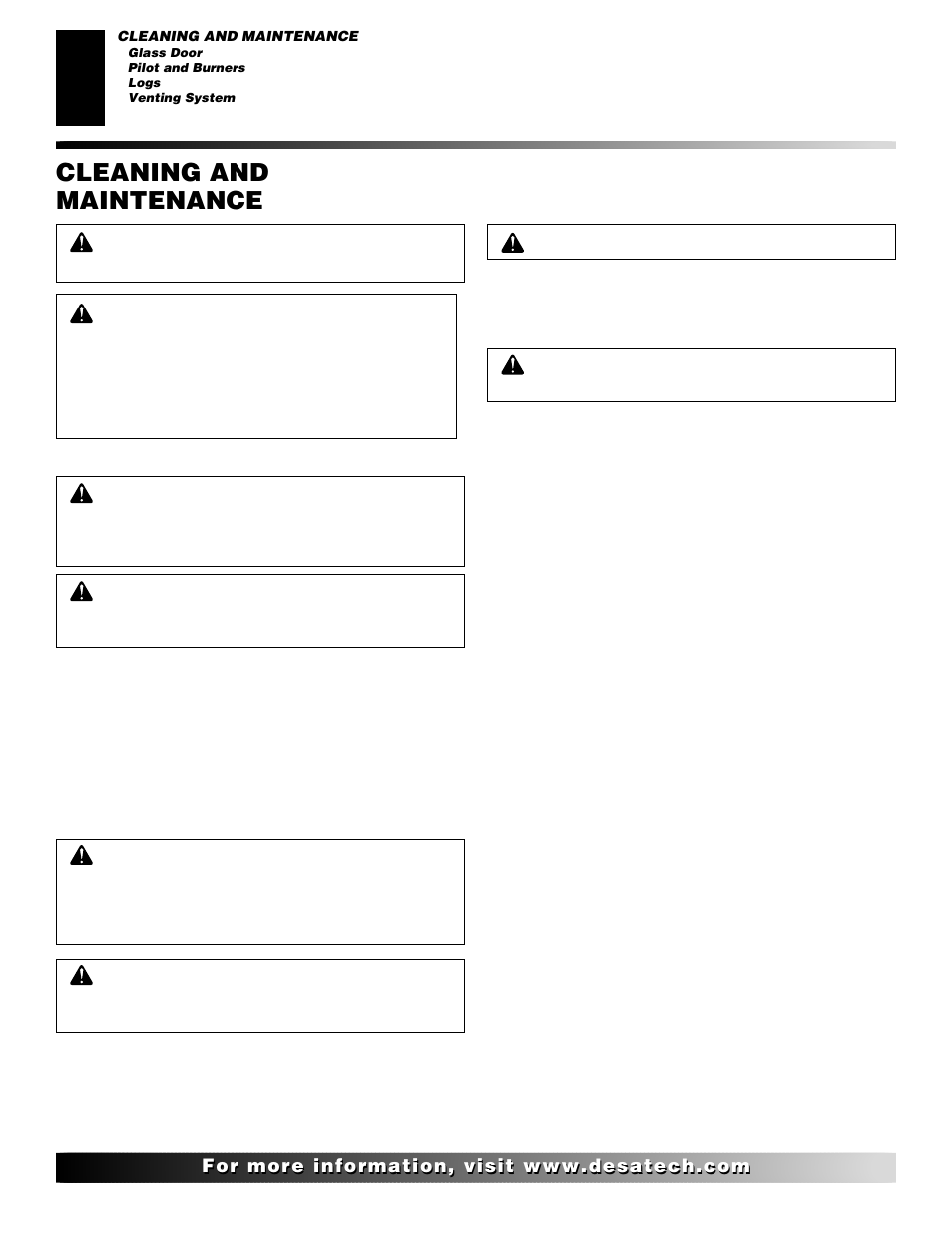 Cleaning and maintenance | Desa SBVBN(D) User Manual | Page 22 / 36