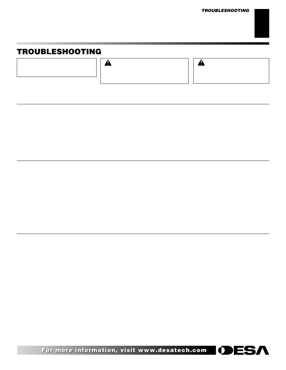 Troubleshooting | Desa SBVBN(D) User Manual | Page 23 / 36