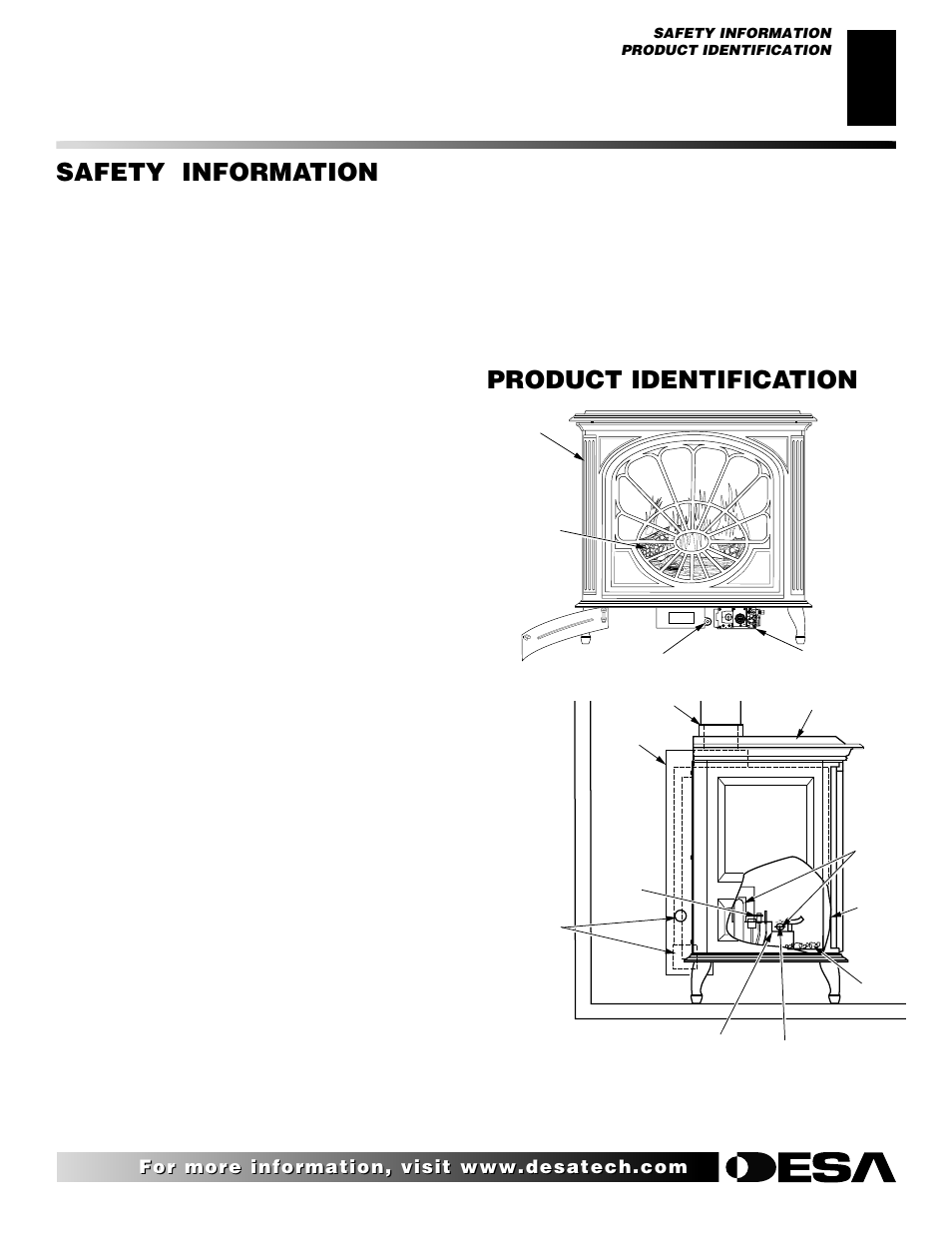 Safety information, Product identification, Continued | Desa SBVBN(D) User Manual | Page 3 / 36