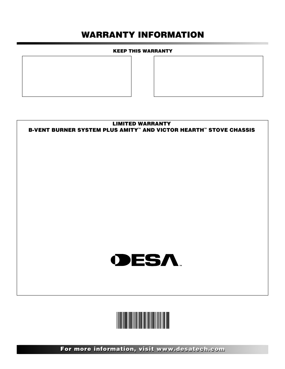 Warranty information | Desa SBVBN(D) User Manual | Page 36 / 36