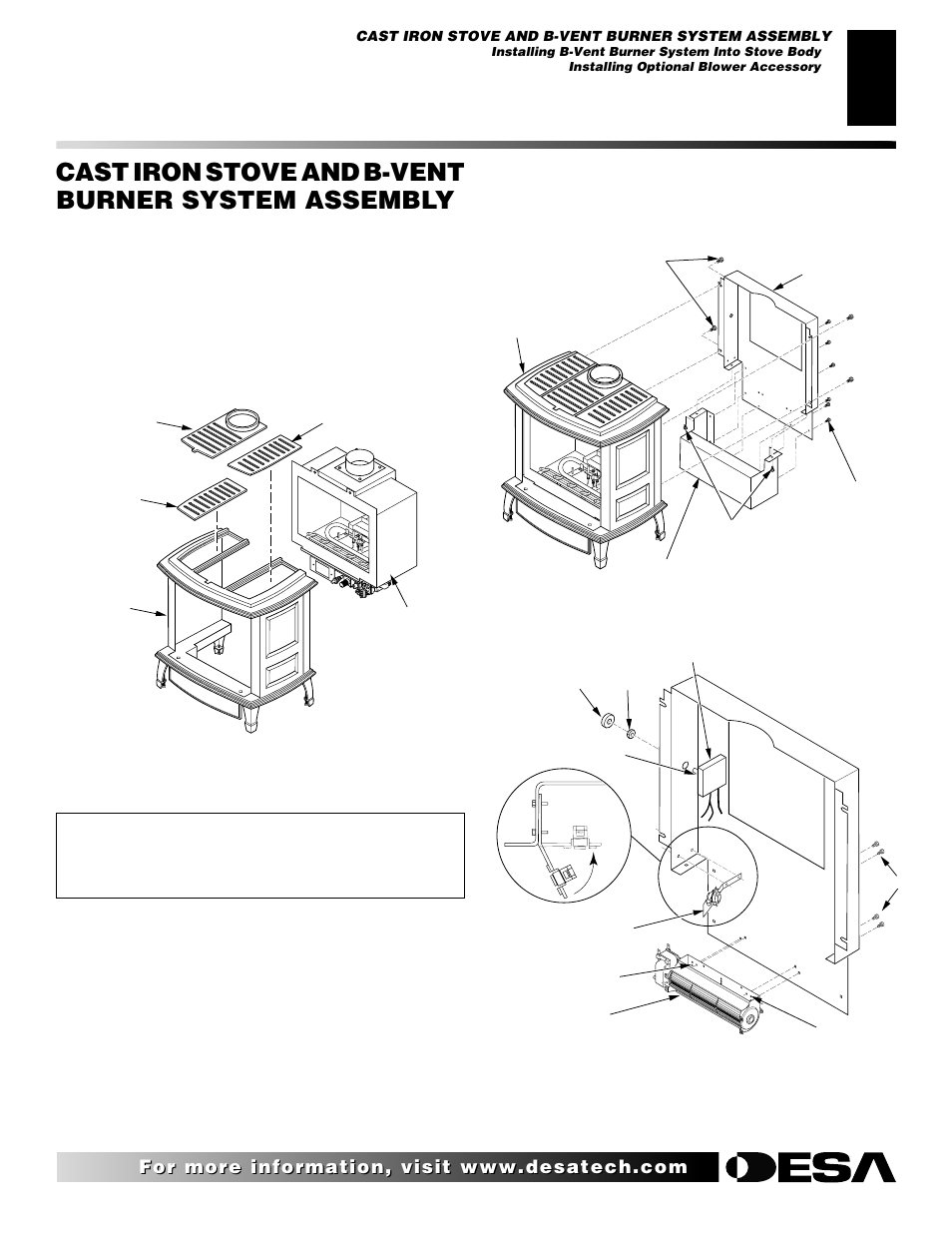 Cast iron stove and b-vent burner system assembly, Continued | Desa SBVBN(D) User Manual | Page 7 / 36