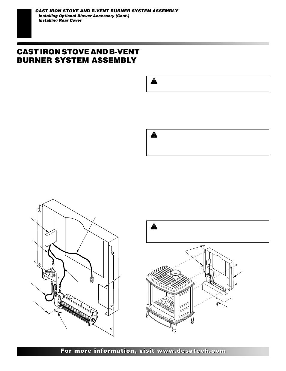 Cast iron stove and b-vent burner system assembly, Continued | Desa SBVBN(D) User Manual | Page 8 / 36