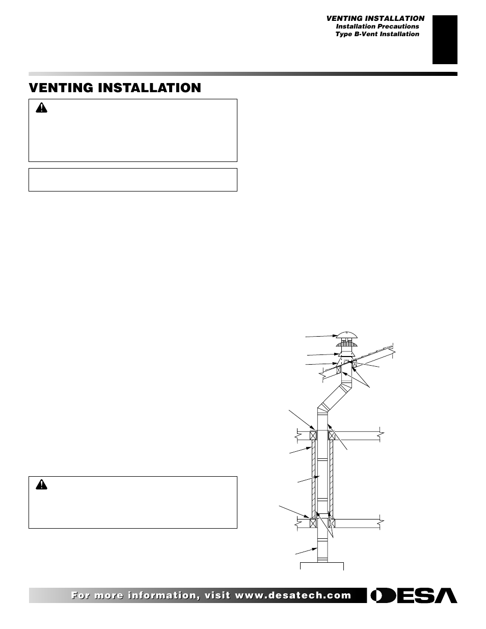 Venting installation | Desa SBVBN(D) User Manual | Page 9 / 36