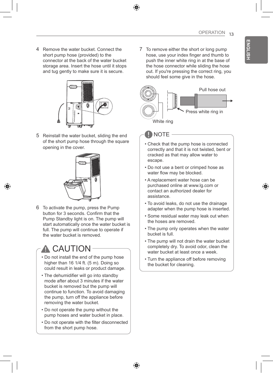 Caution | LG 50 Pint Smart Dehumidifier  Owner's Manual User Manual | Page 14 / 79