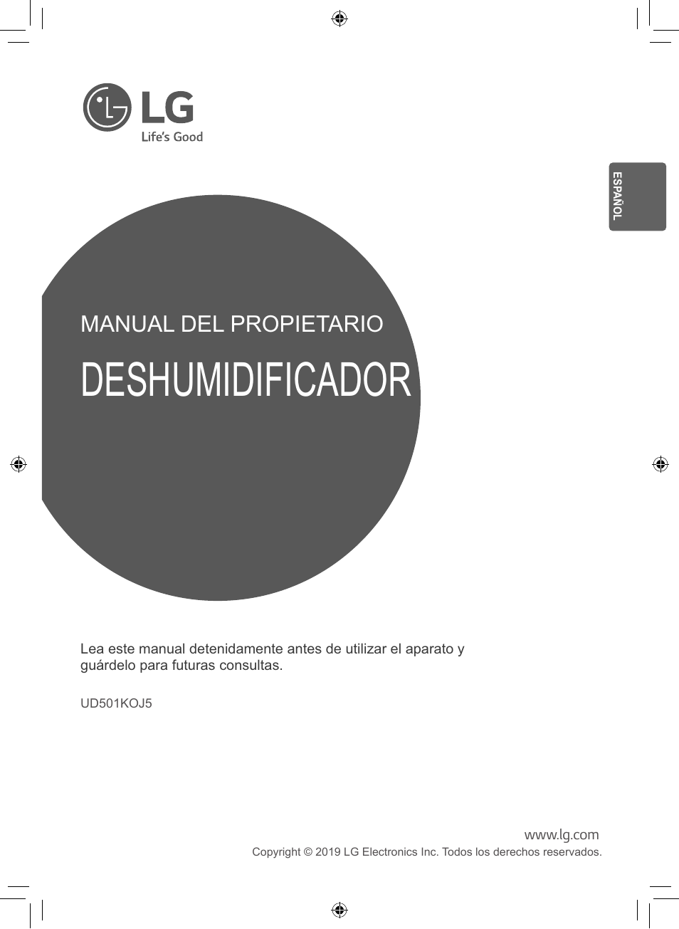 Deshumidificador, Manual del propietario | LG 50 Pint Smart Dehumidifier  Owner's Manual User Manual | Page 30 / 79