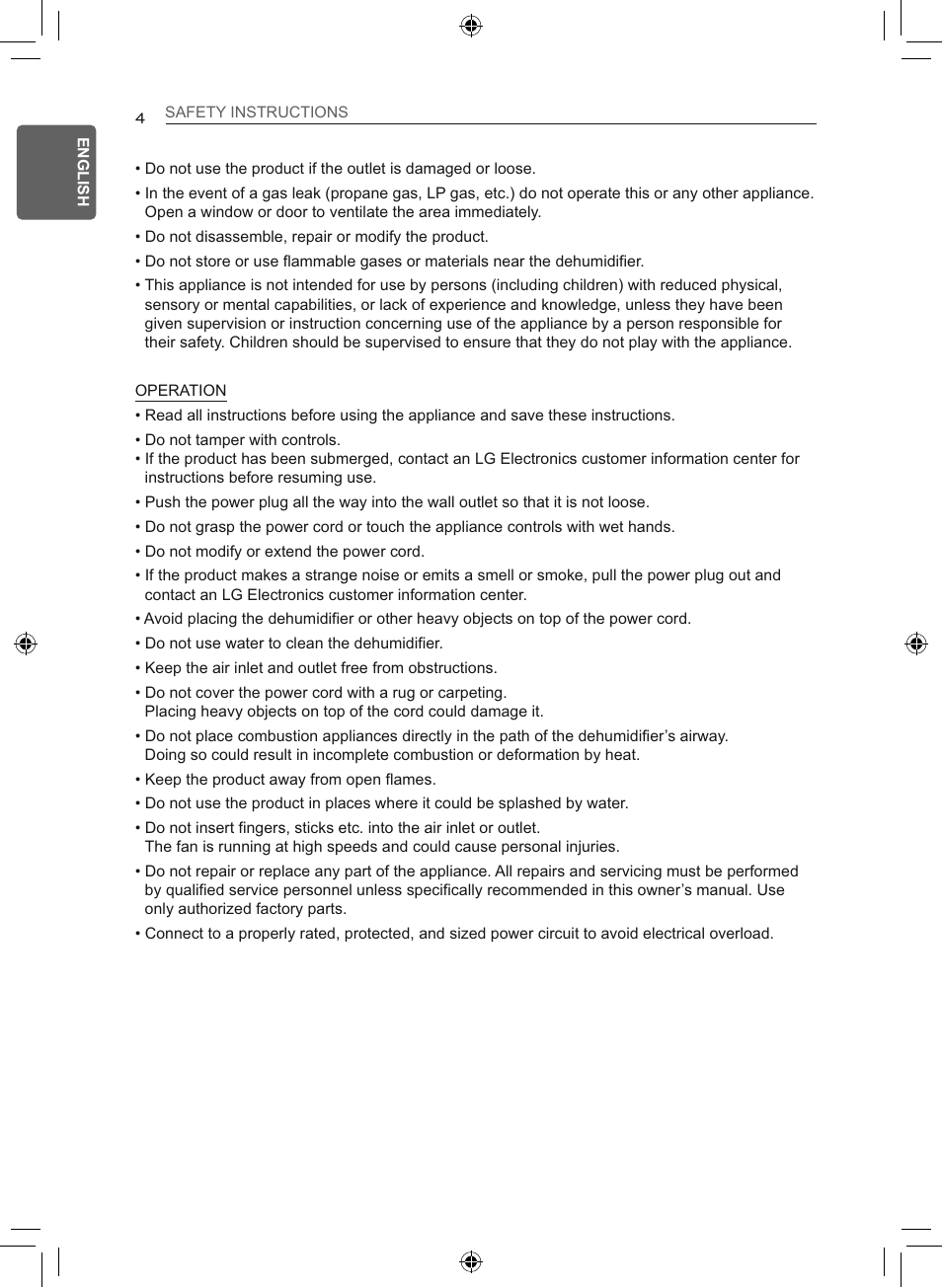 LG 50 Pint Smart Dehumidifier  Owner's Manual User Manual | Page 5 / 79