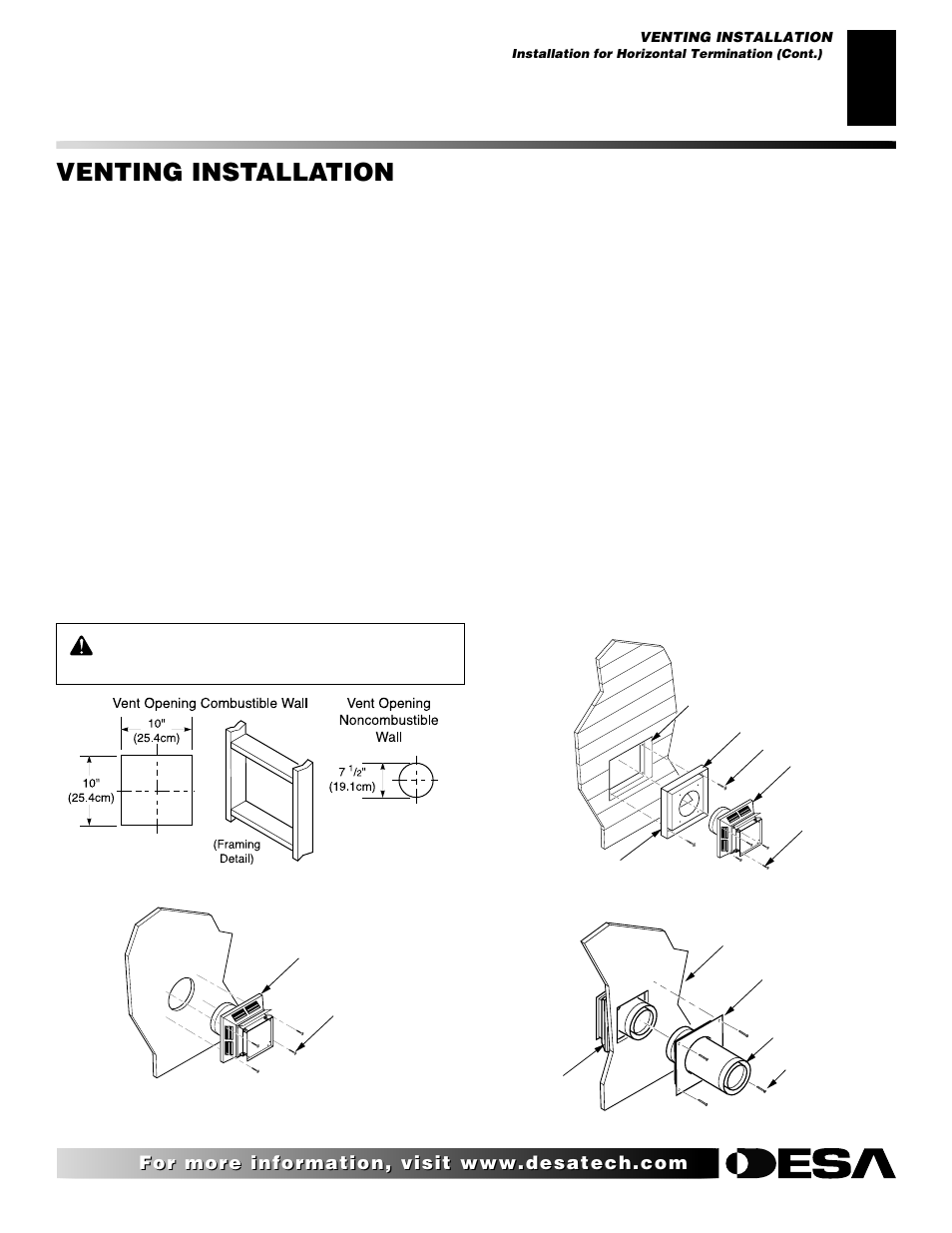 Venting installation, Continued | Desa VDVF36PN/PP User Manual | Page 11 / 34