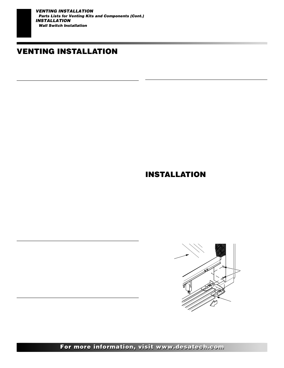 Installation, Venting installation, Continued | Desa VDVF36PN/PP User Manual | Page 16 / 34