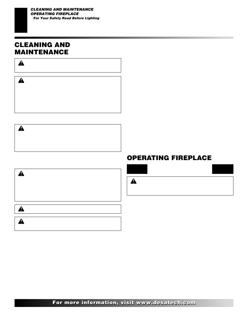 Operating fireplace, Cleaning and maintenance | Desa VDVF36PN/PP User Manual | Page 22 / 34