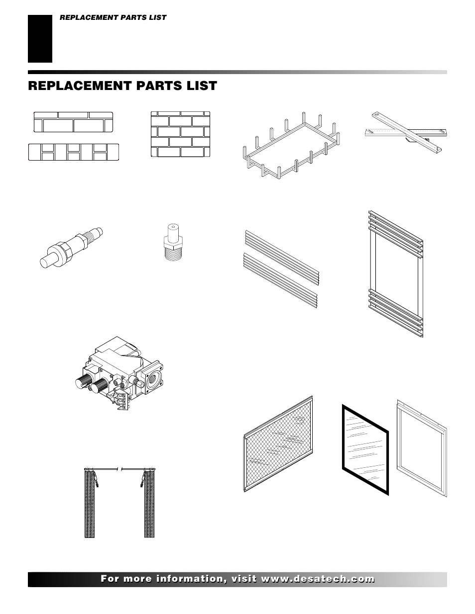 Replacement parts list | Desa VDVF36PN/PP User Manual | Page 30 / 34