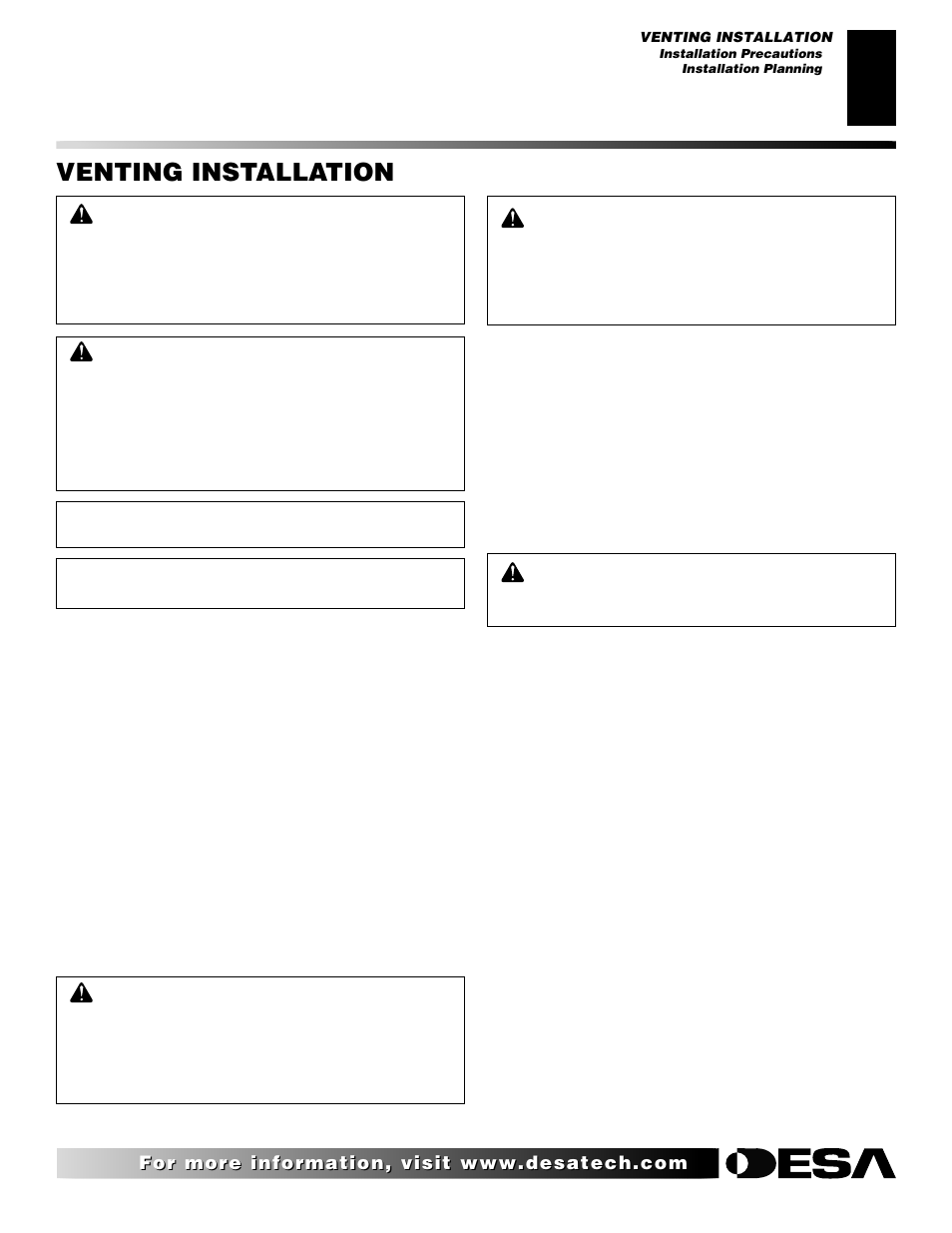 Venting installation | Desa VDVF36PN/PP User Manual | Page 9 / 34