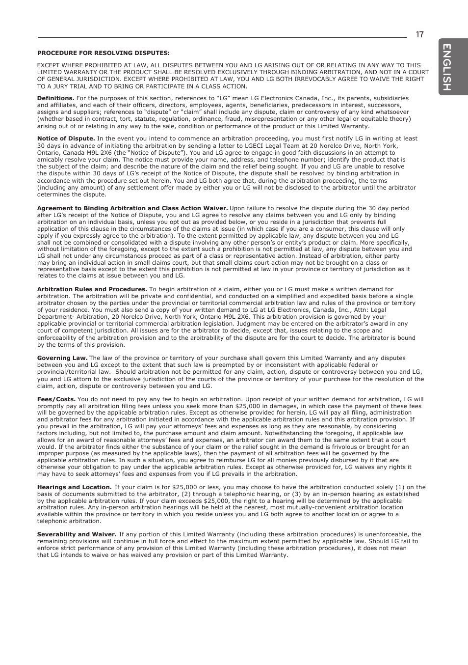 English | LG 50 Pint Dehumidifier  Owner Manual User Manual | Page 19 / 57