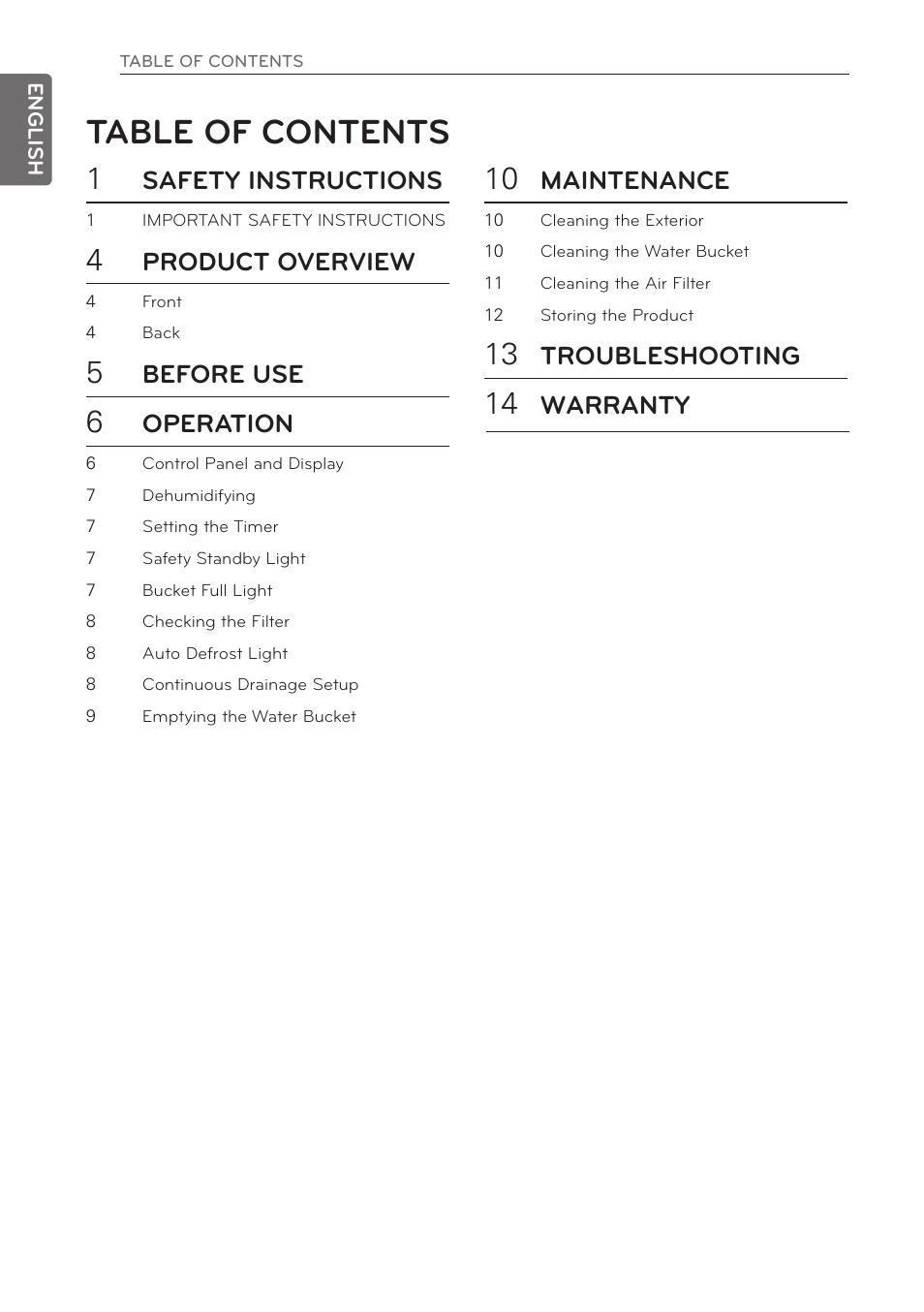 LG 50 Pint Dehumidifier  Owner Manual User Manual | Page 2 / 57