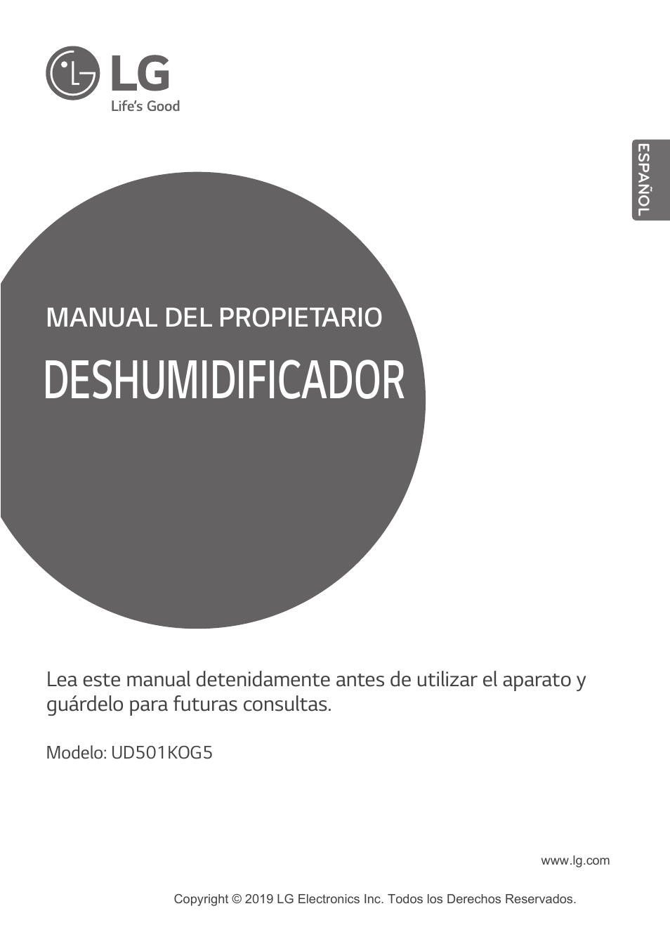 Deshumidificador, Manual del propietario | LG 50 Pint Dehumidifier  Owner Manual User Manual | Page 21 / 57