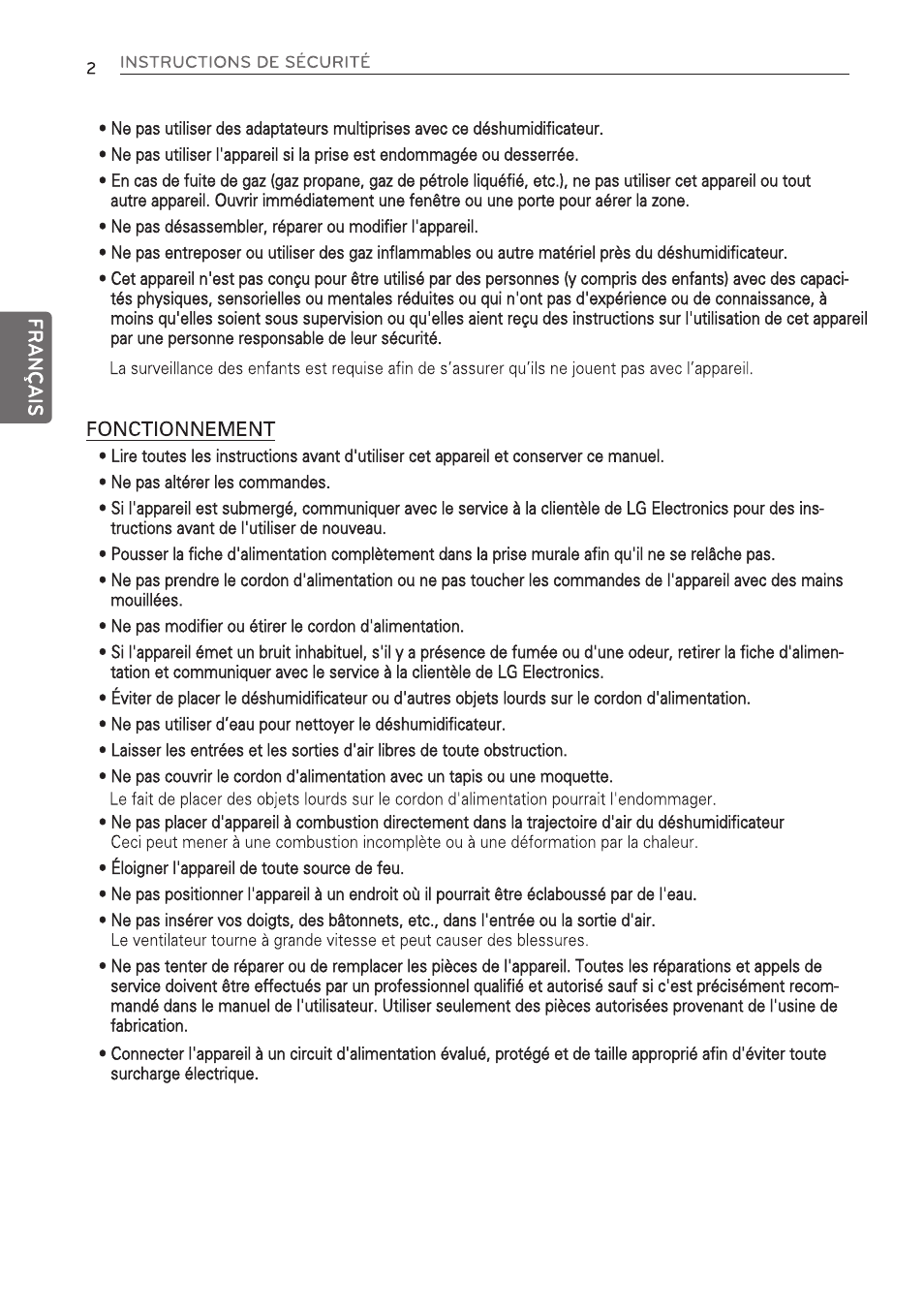 LG 50 Pint Dehumidifier  Owner Manual User Manual | Page 42 / 57