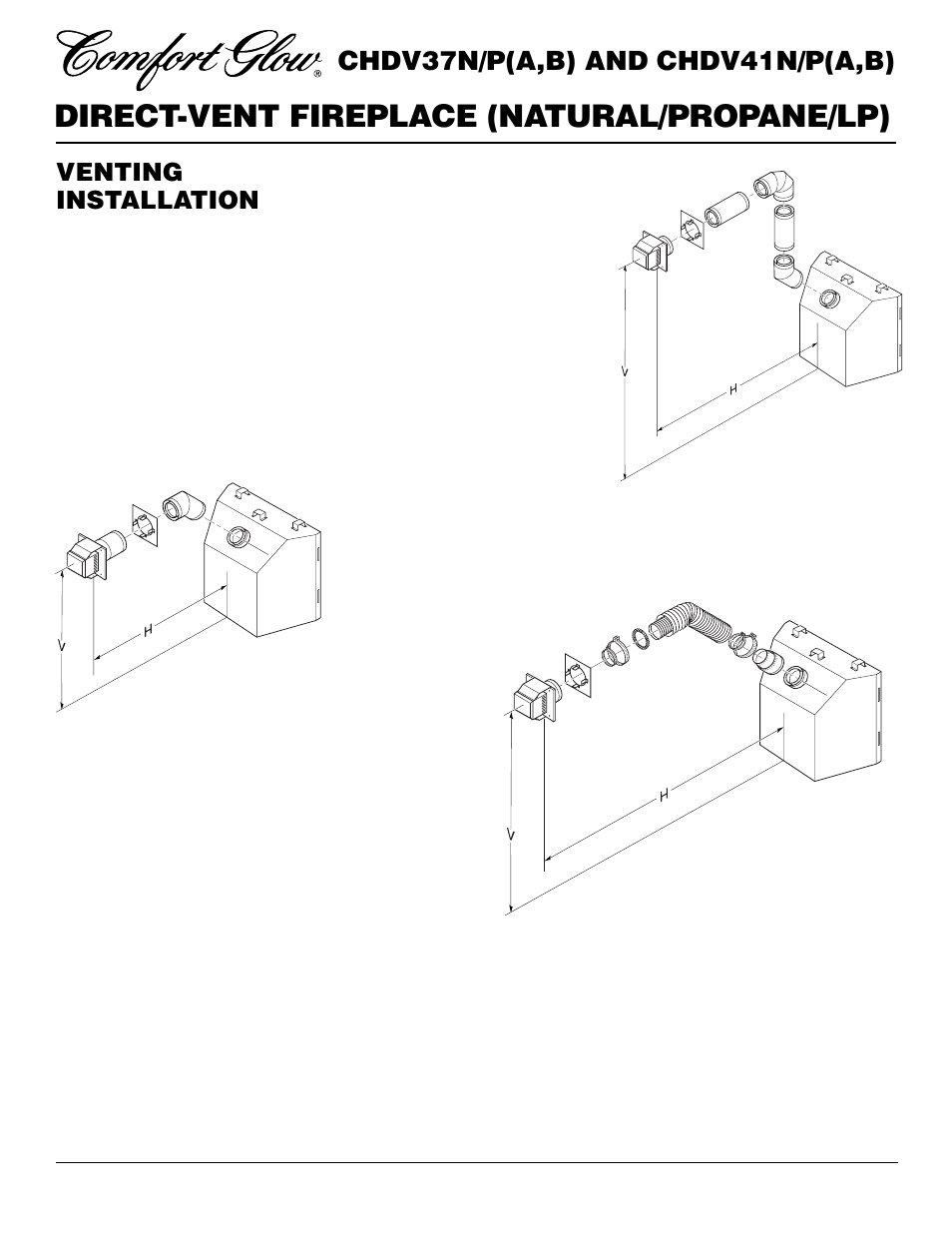 Direct-vent fireplace (natural/propane/lp), Chdv37n/p(a,b) and chdv41n/p(a,b), Venting installation | Continued | Desa CHDV37N/P User Manual | Page 10 / 38