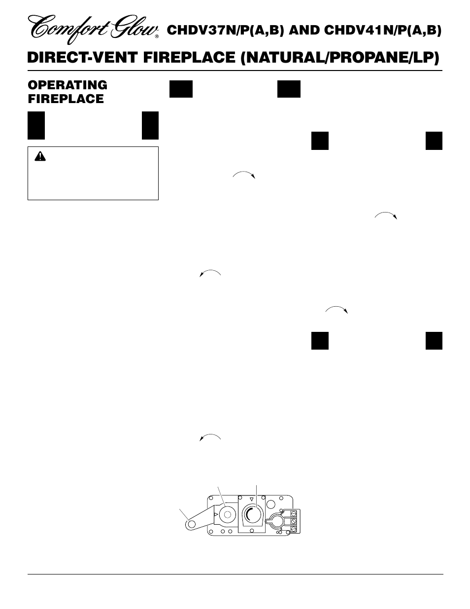 Direct-vent fireplace (natural/propane/lp), Chdv37n/p(a,b) and chdv41n/p(a,b), Operating fireplace | Desa CHDV37N/P User Manual | Page 24 / 38