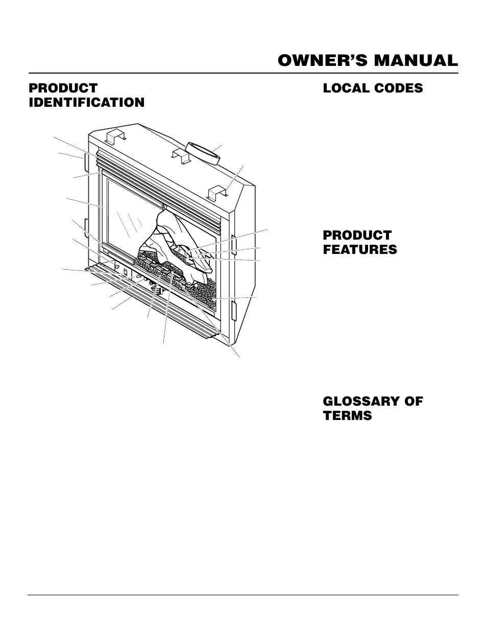 Owner’s manual, Product identification, Local codes product features | Glossary of terms | Desa CHDV37N/P User Manual | Page 3 / 38