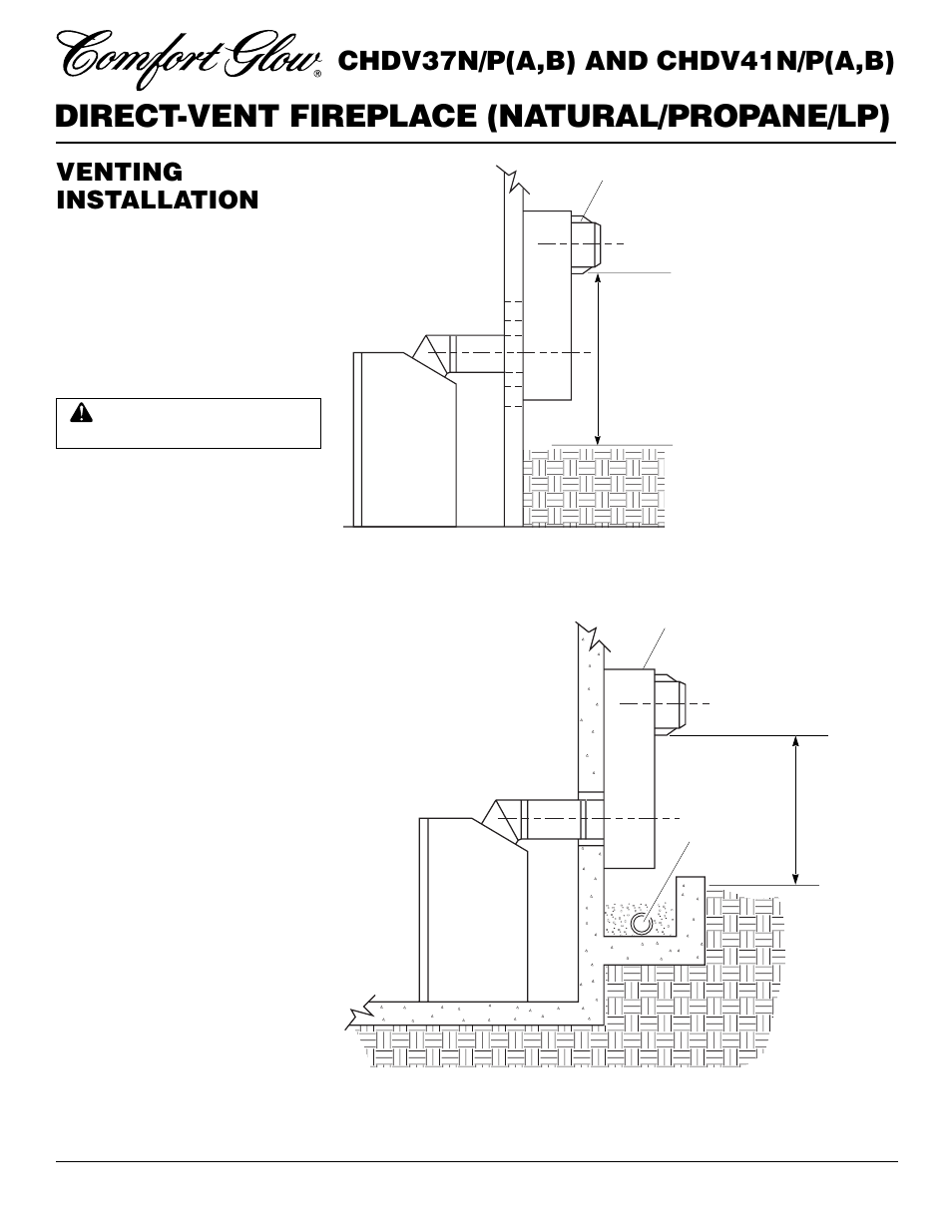 Direct-vent fireplace (natural/propane/lp), Chdv37n/p(a,b) and chdv41n/p(a,b), Venting installation | Continued | Desa CHDV37N/P User Manual | Page 8 / 38