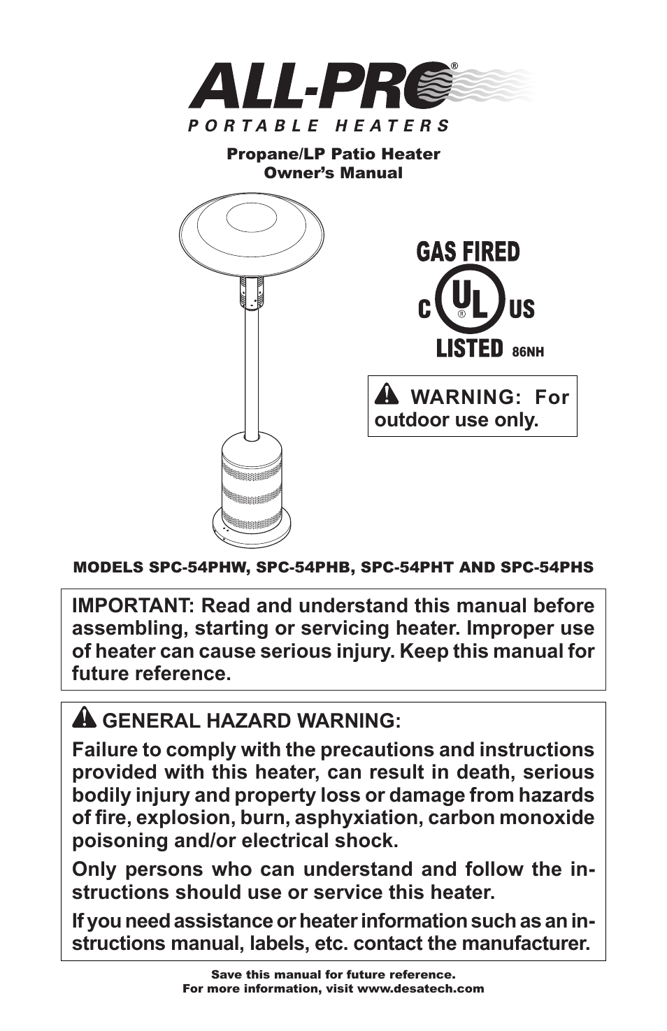 Desa SPC-54PHW User Manual | 12 pages