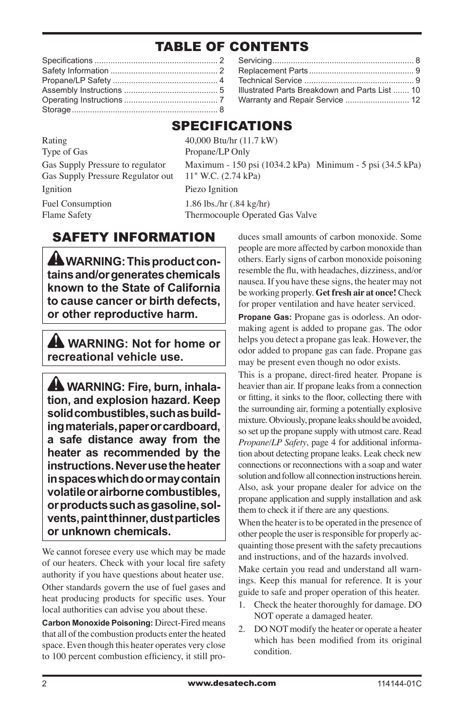 Desa SPC-54PHW User Manual | Page 2 / 12