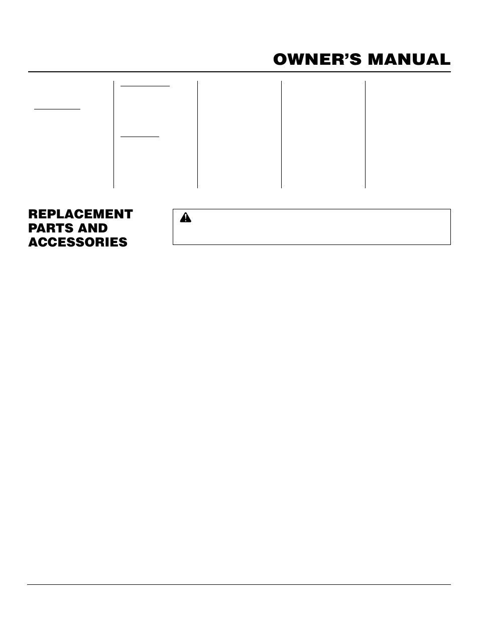 Owner’s manual, Replacement parts and accessories | Desa LNT-2 076728K User Manual | Page 19 / 20