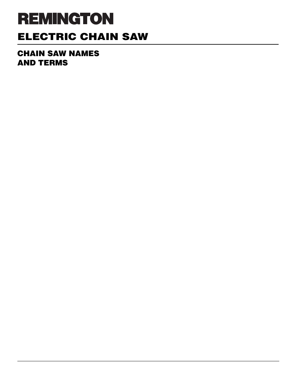 Electric chain saw, Chain saw names and terms | Desa LNT-2 076728K User Manual | Page 4 / 20