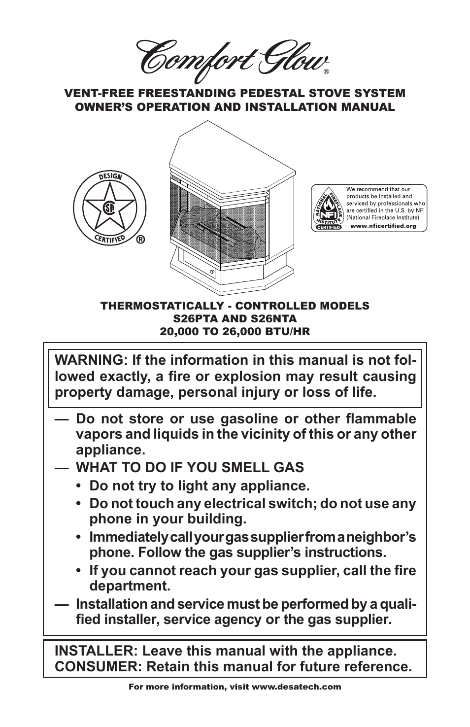 Desa S26NTA User Manual | 28 pages