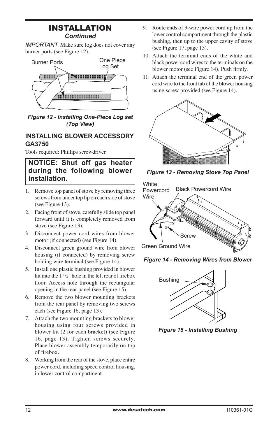 Installation | Desa S26NTA User Manual | Page 12 / 28