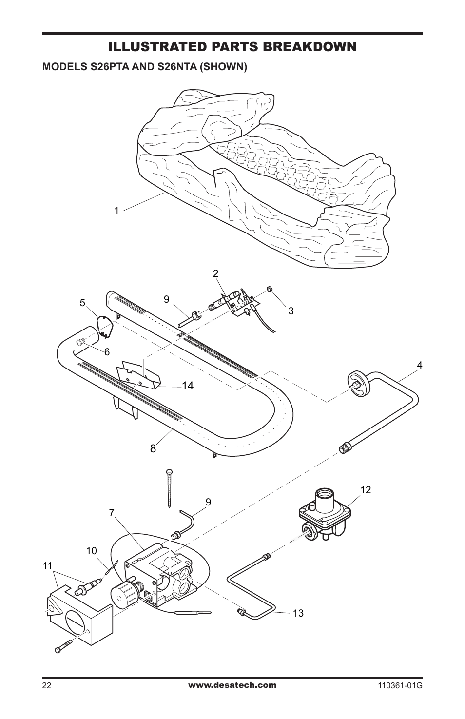 Illustrated parts breakdown | Desa S26NTA User Manual | Page 22 / 28