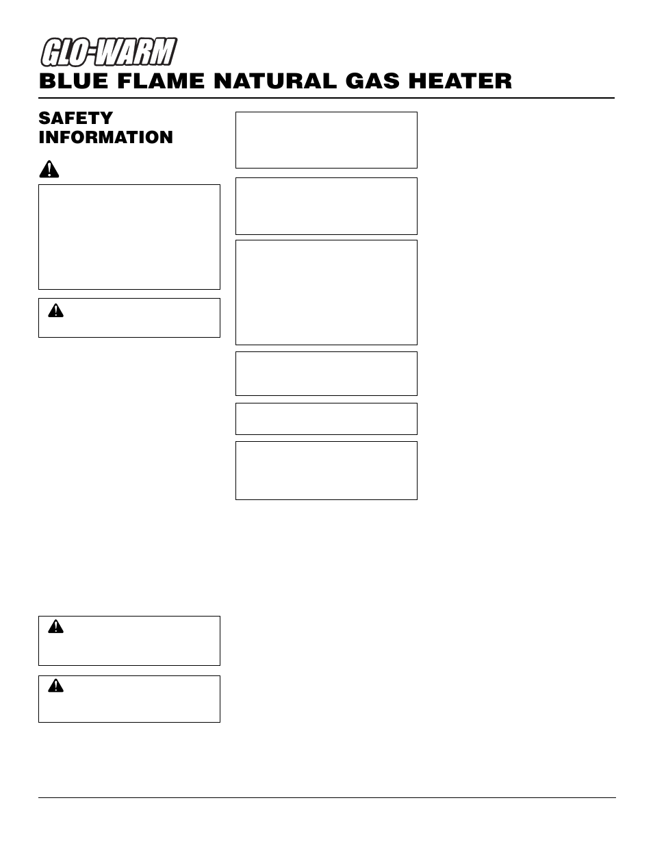 Blue flame natural gas heater, Safety information | Desa FGHS30NGB User Manual | Page 2 / 22