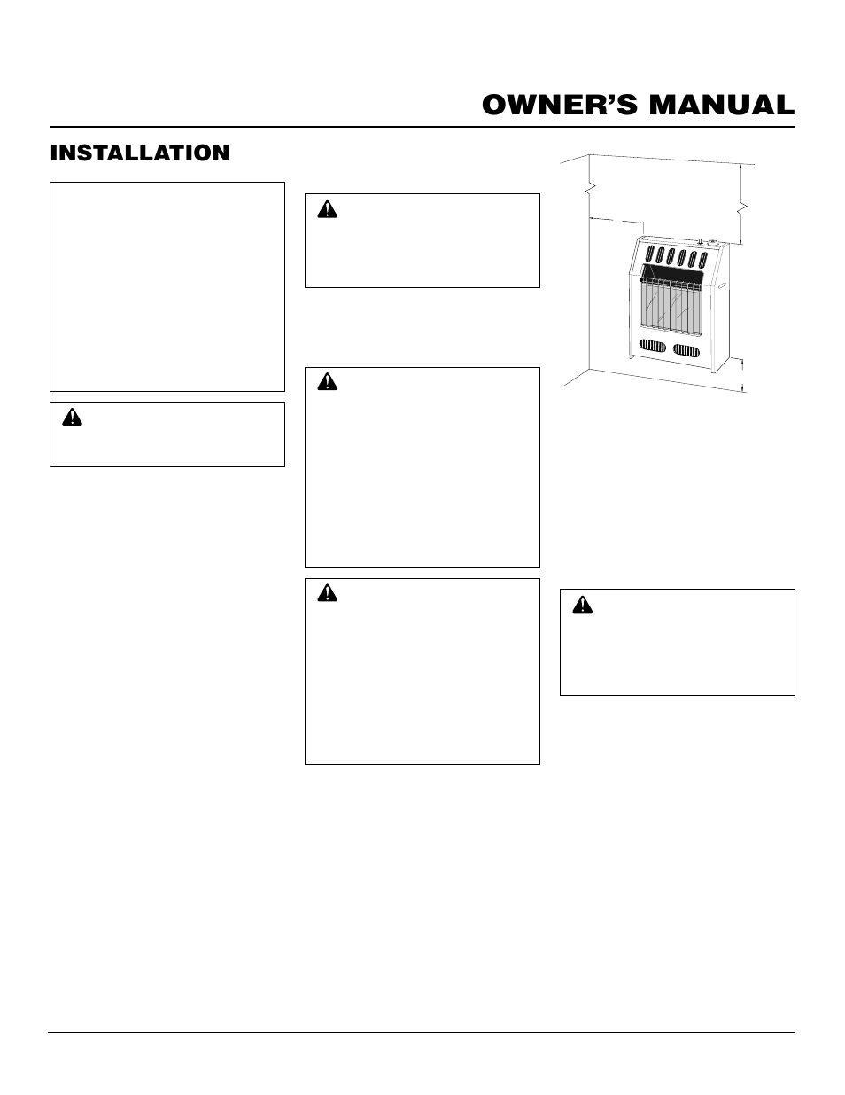 Owner’s manual, Installation | Desa FGHS30NGB User Manual | Page 7 / 22