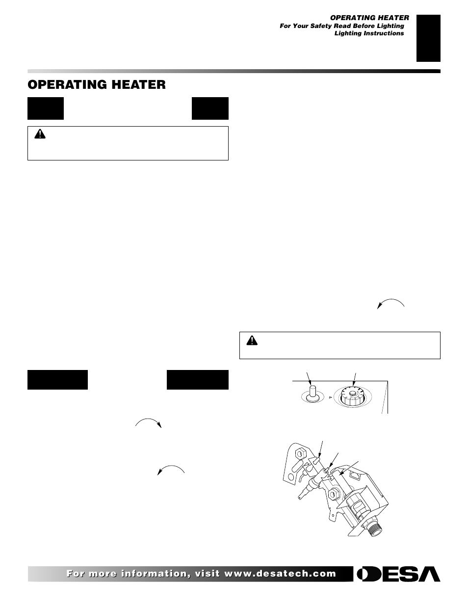 Operating heater, For your safety read before lighting, Lighting instructions | Desa CBN20 User Manual | Page 13 / 30