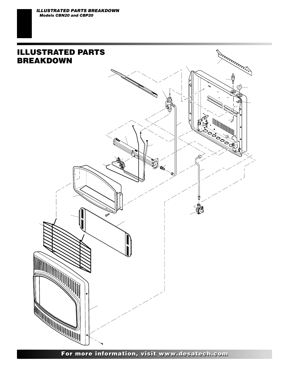 Illustrated parts breakdown, Models cbn20 cbp20 | Desa CBN20 User Manual | Page 20 / 30