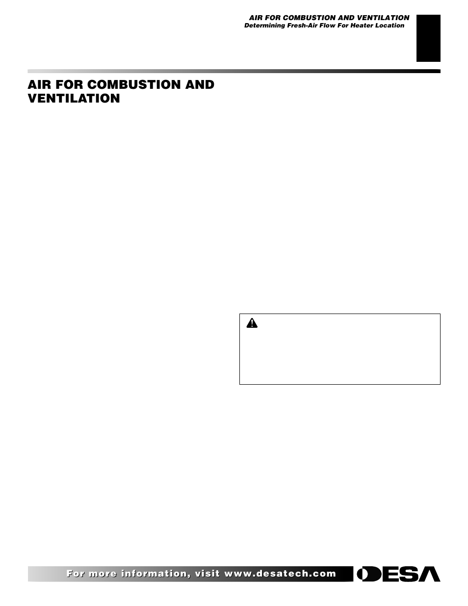Air for combustion and ventilation, Continued, Determining fresh-air flow for heater location | Desa CBN20 User Manual | Page 5 / 30
