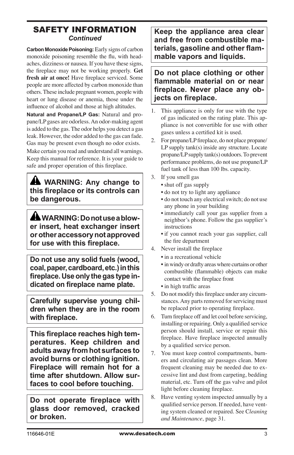 Safety information | Desa CGDV32pR User Manual | Page 3 / 44