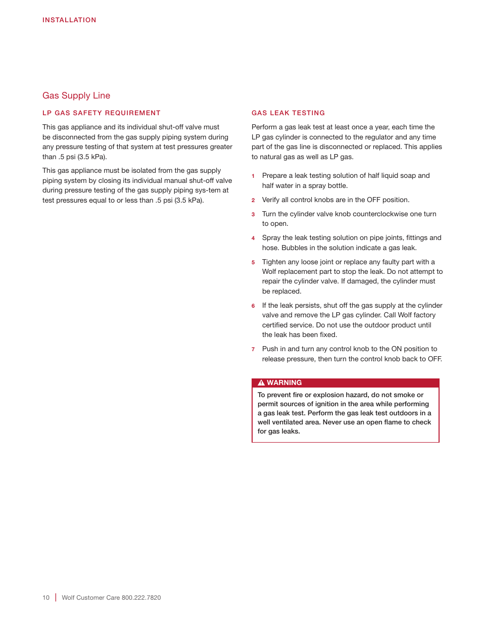 Gas supply line | Wolf 30 Inch Built-in Gas Grill  Installation Guide User Manual | Page 10 / 56
