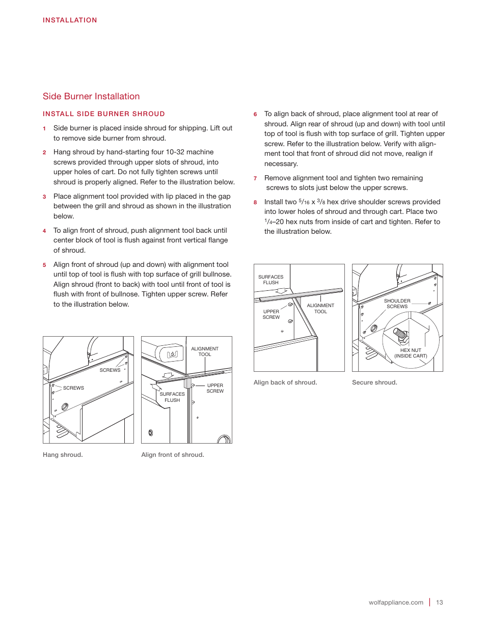 Side burner installation | Wolf 30 Inch Built-in Gas Grill  Installation Guide User Manual | Page 13 / 56