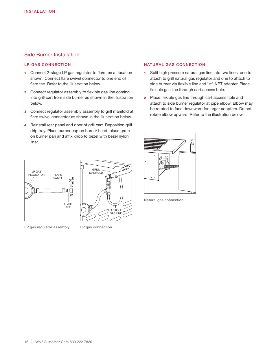 Side burner installation | Wolf 30 Inch Built-in Gas Grill  Installation Guide User Manual | Page 16 / 56