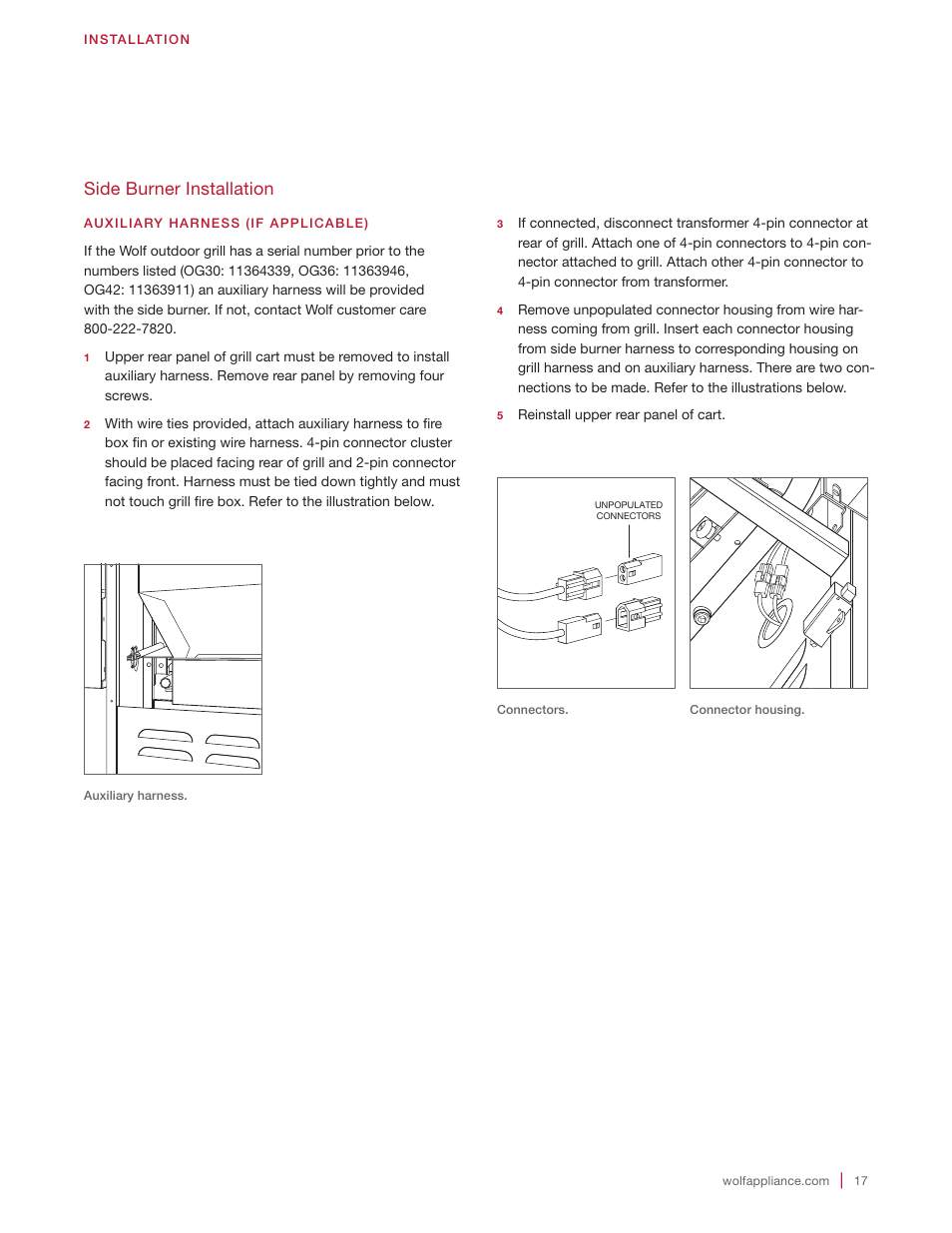 Side burner installation | Wolf 30 Inch Built-in Gas Grill  Installation Guide User Manual | Page 17 / 56