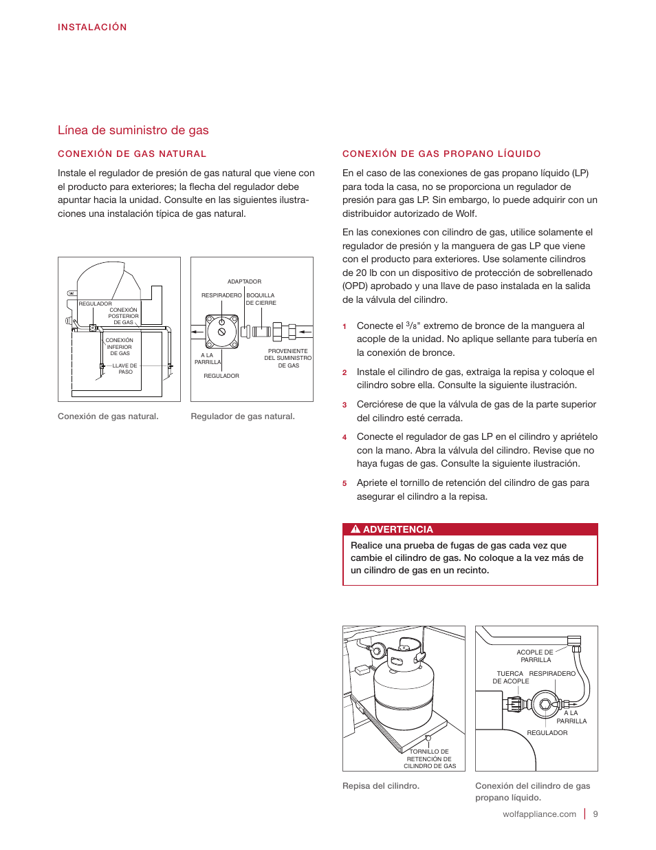 Línea de suministro de gas | Wolf 30 Inch Built-in Gas Grill  Installation Guide User Manual | Page 27 / 56