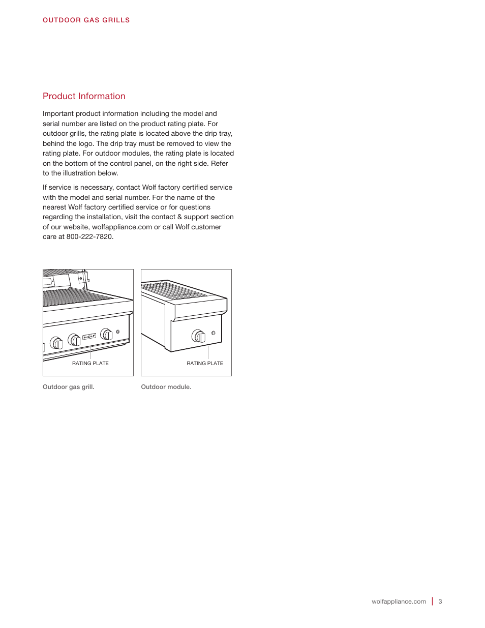 Product information | Wolf 30 Inch Built-in Gas Grill  Installation Guide User Manual | Page 3 / 56