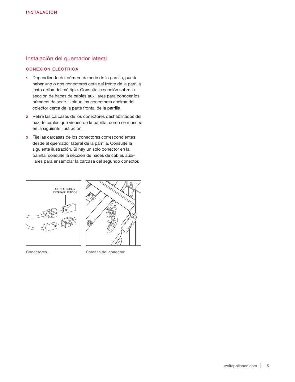 Instalación del quemador lateral | Wolf 30 Inch Built-in Gas Grill  Installation Guide User Manual | Page 33 / 56