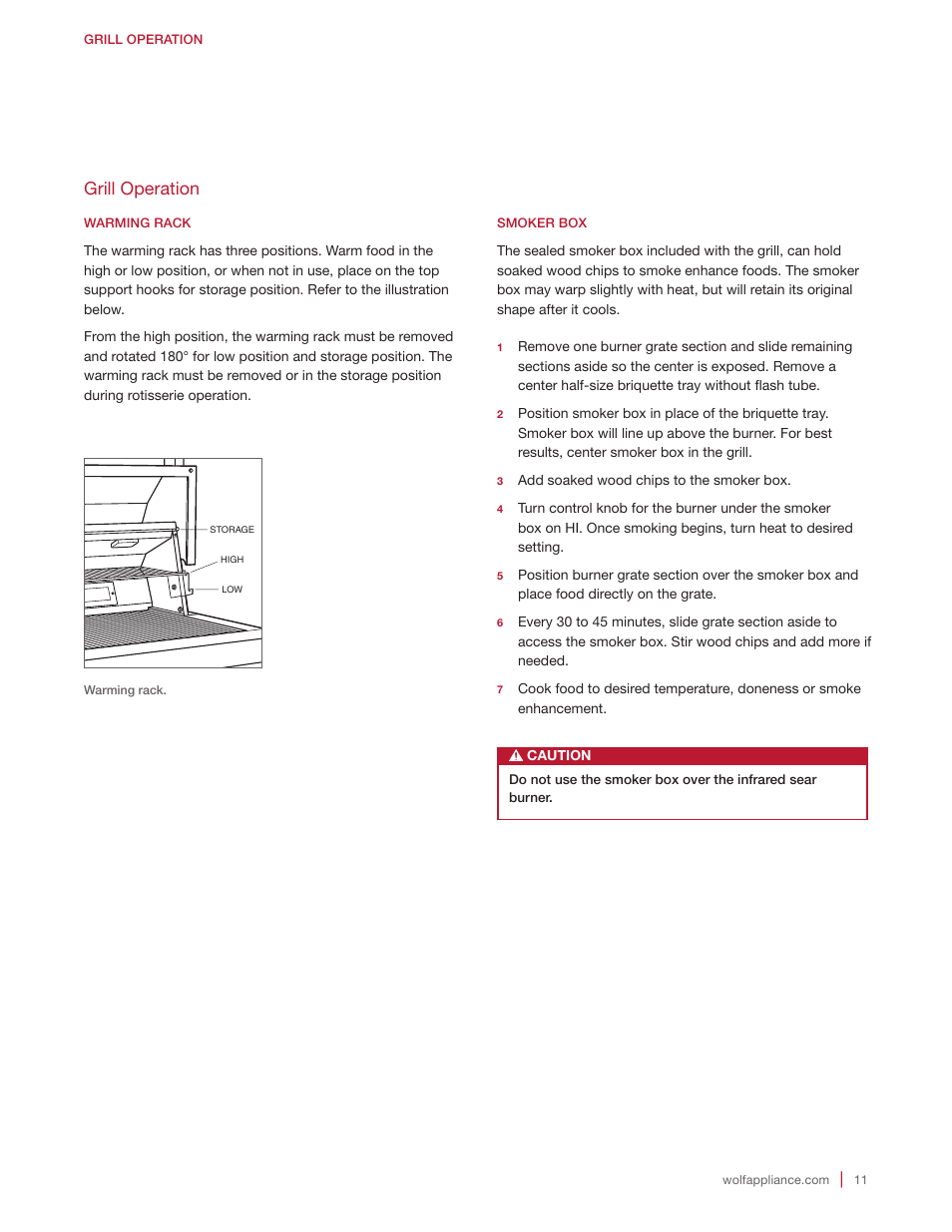 Grill operation | Wolf 30 Inch Built-in Gas Grill  Manual User Manual | Page 11 / 44