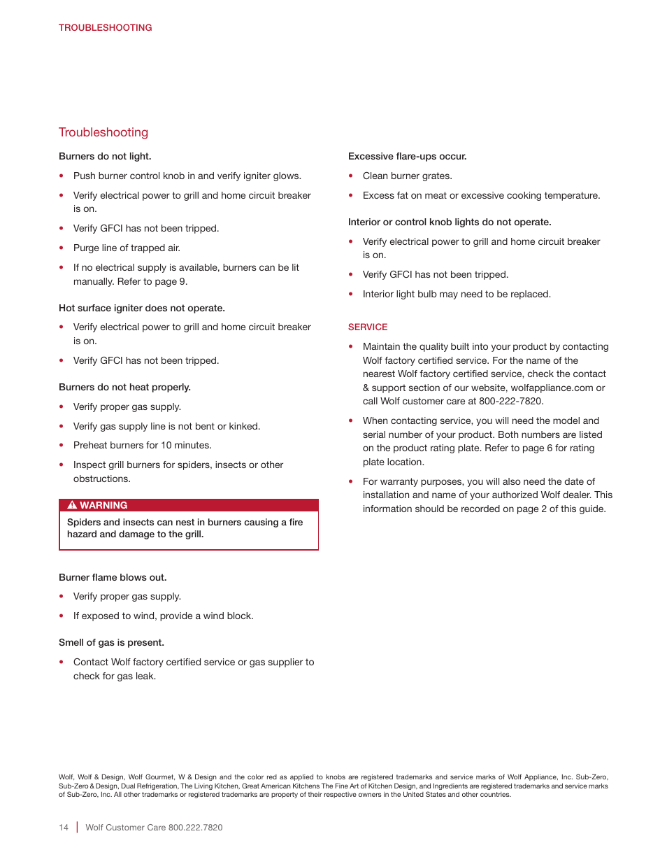 Wolf 30 Inch Built-in Gas Grill  Manual User Manual | Page 14 / 44