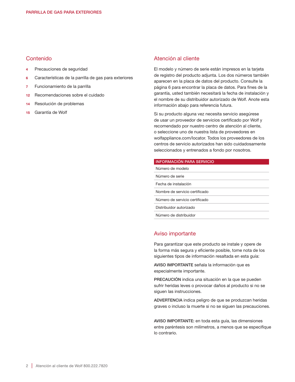 Wolf 30 Inch Built-in Gas Grill  Manual User Manual | Page 16 / 44