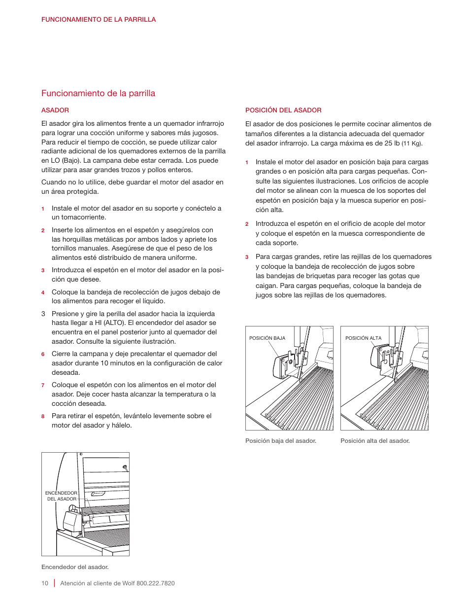 Funcionamiento de la parrilla | Wolf 30 Inch Built-in Gas Grill  Manual User Manual | Page 24 / 44